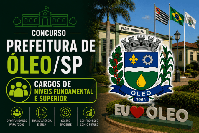 Concurso Prefeitura de Óleo/SP – Cargos de Níveis Fundamental e Superior